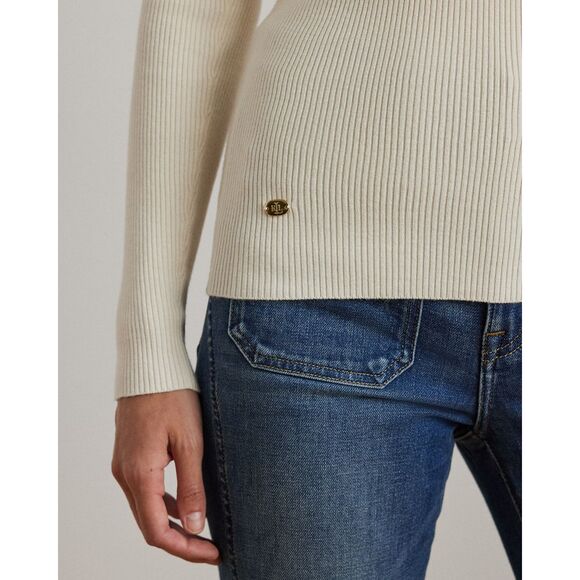 Lauren Ralph Lauren Women Sz 2XL Winter Cream L/S Ribbed Turtleneck Sweater - Picture 11 of 11